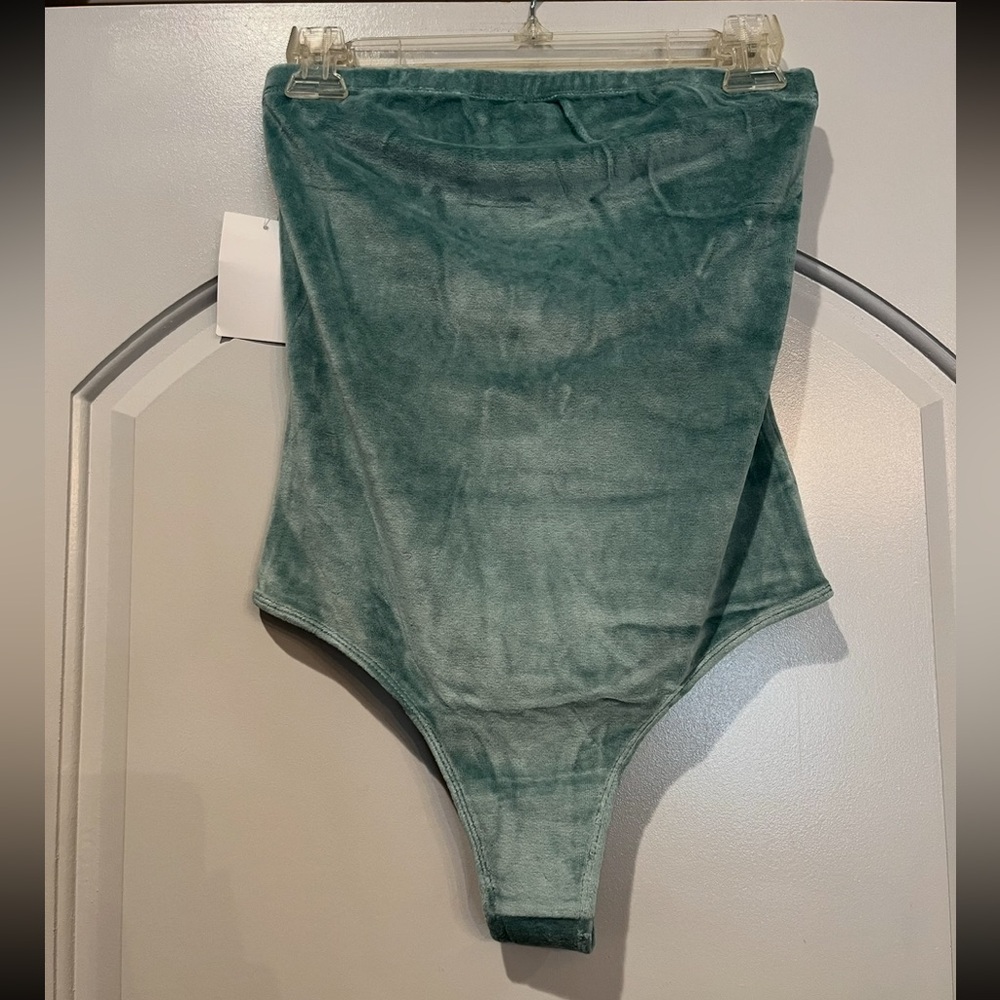American Apparel light teal Green Velvet strapless bodysuit. New!